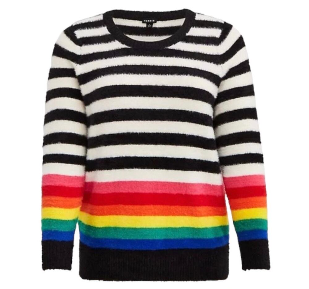 TORRID Colorful Striped Rainbow Sweater Plus Size 4